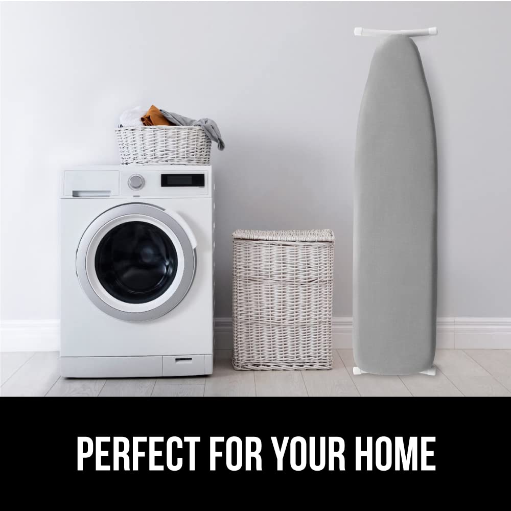 GORILLA GRIP The Original Ironing Board Cover and Pad, Silicone Coating, 400°F Scorch Resistant Thick Padding, Heavy Duty Iron Covers Standard Boards, Hook and Loop Fastener Strap, Silver 18x49