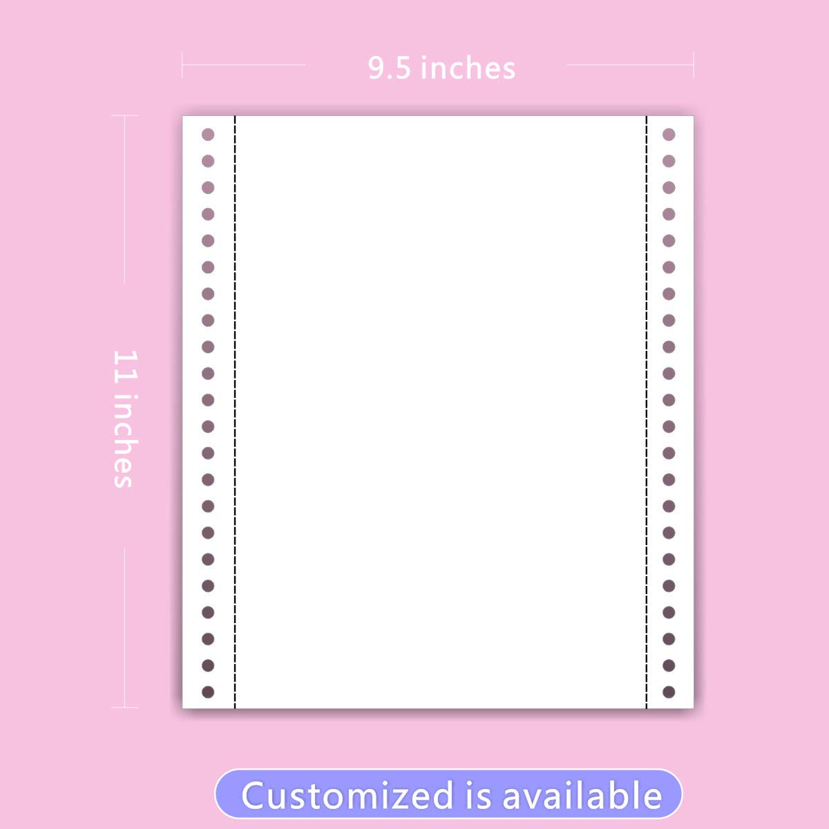 FirstZi Blank 9.5x11 Inches Continuous Feed Computer Paper Fanfold for Dot Matrix Printers, 1000 Count per Box, White 1 Part, Margin Perforated, Perfect for Receipts, Invoices, Bill List