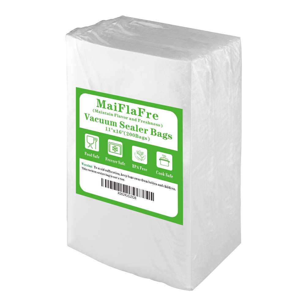 MaiFlaFre 200 Gallon11X16 Vacuum Sealer Bags with Commercial Grade, BPA Free, Heavy Duty.Vacuum Sealer Freezer Bags Compatible with Any Types Vacuum Sealer