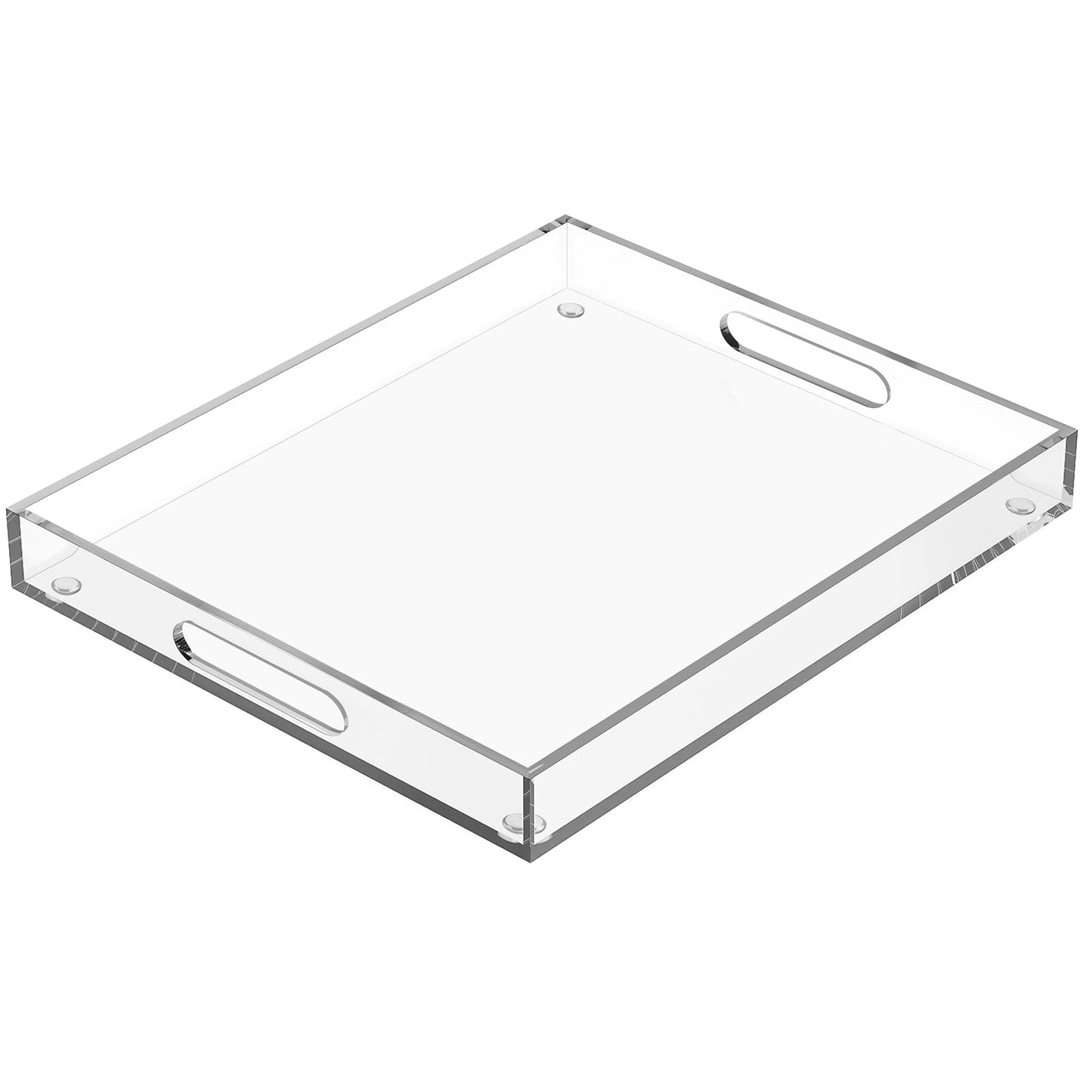 Collwait Extra Large Serving Tray with Handles, Acrylic Tray for Food, Drinks, Snacks and Appetizer, Rectangular Trays for Eating, Lucite & Coffee Table Trays, Acrylic Makeup Organizer 16" × 20"