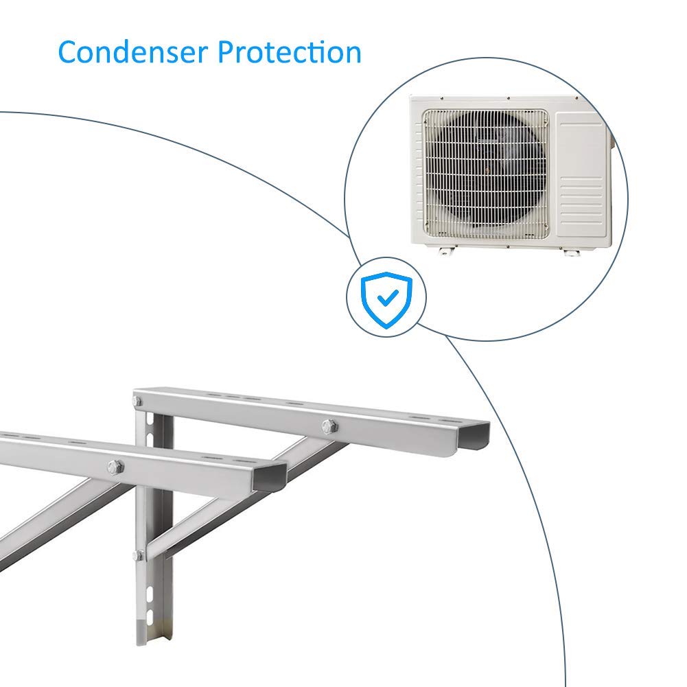 popmoon Wall Mounting AC Brackets up to 440lb/200kg Split Air Conditioner Bracket 21 5/8" Lx16 H Bracket Air Conditioner Bracket Set Adjustble 9000 Btu to 36000 Btu