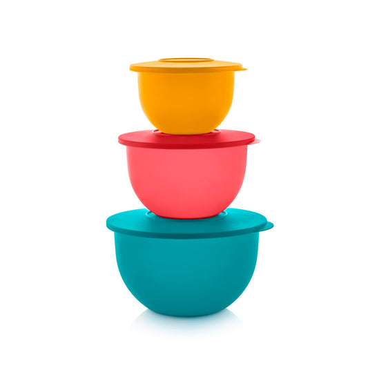 Tupperware Impressions Classic 3 Bowl Food Storage Set in Multi Colors, Dishwasher Safe and BPA Free (3 Containers, 3 Lids)