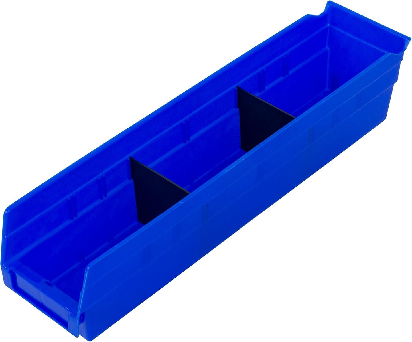 Akro-Mils 30128 Plastic Shelf Bins, Heavy Duty Storage Bins for Garage, Closet, and Drawer Organization, 18 x 4 x 4 inches, Blue, 12-Pack