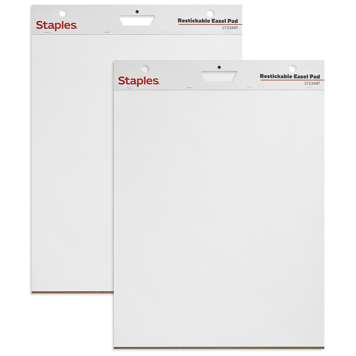 STAPLES Easel Pad - Repositionable, Large Flip Chart Paper, 25"x30", 30 Sheets, 2 Pack, White, Recycled Material