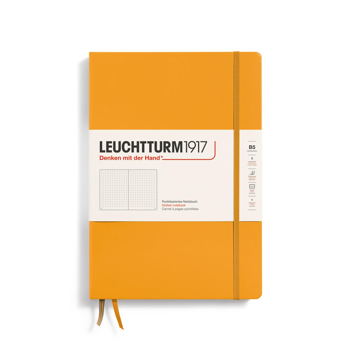 LEUCHTTURM1917 - Notebook Hardcover Composition B5-219 Numbered Pages for Writing and Journaling (Rising Sun, Dotted)
