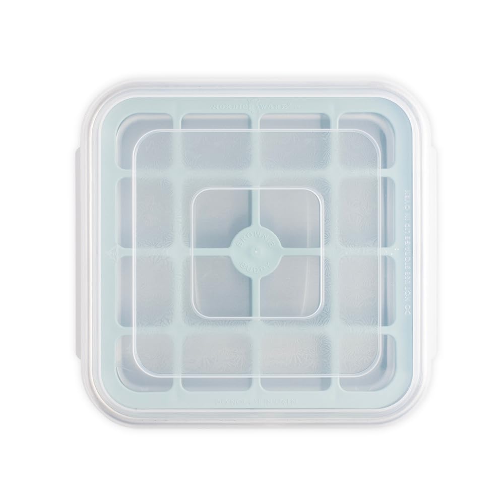 Nordic Ware Brownie Buddy Kit, 9-Inch Square Pan with Plastic Slicer and Lid
