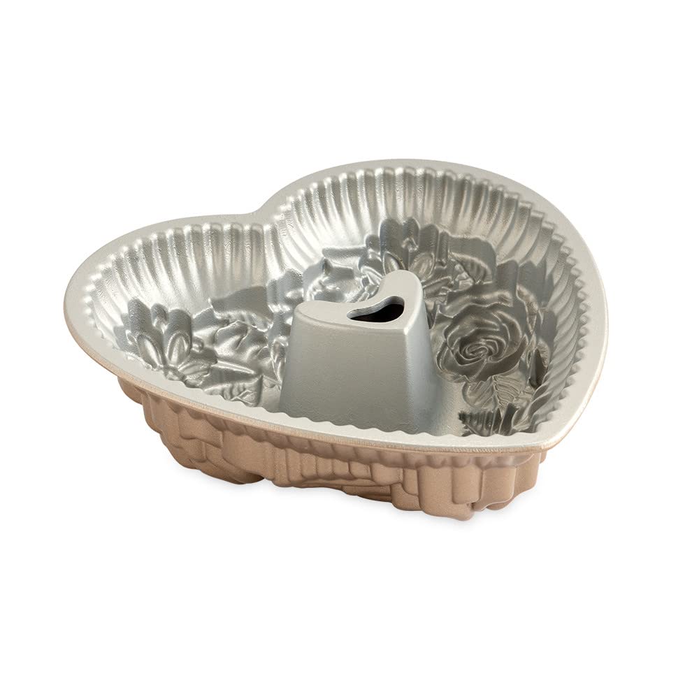 Nordic Ware Wildflower Heart Bundt, 6 Cup, Toffee