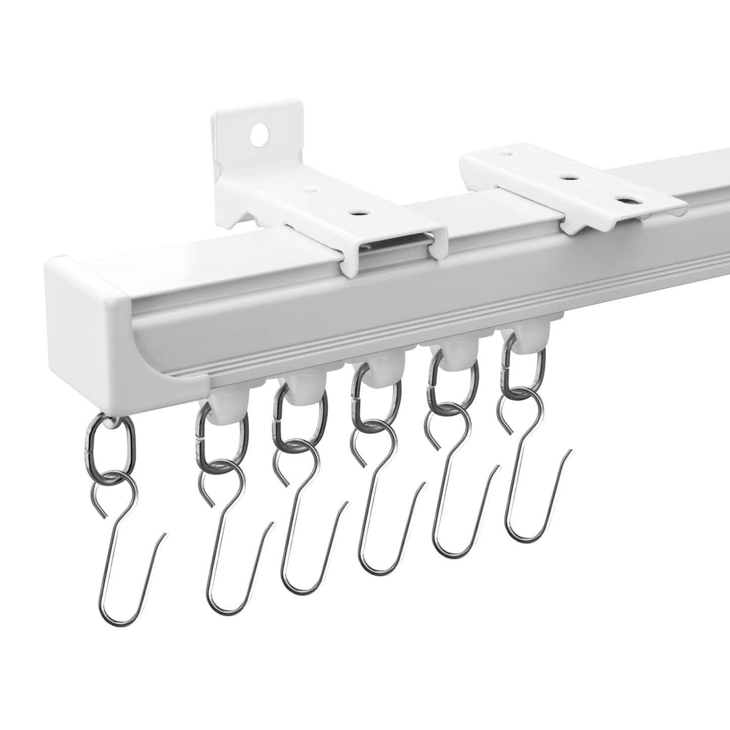 MaKefeile Ceiling Curtain Tracks 6FT,Curtain Track Wall Mount,Ceiling Mounted Sliding Door Curtains Rails Outdoor Extra Long Curtains Rod Room Divider Track for Living Bedroom with Hooks,White