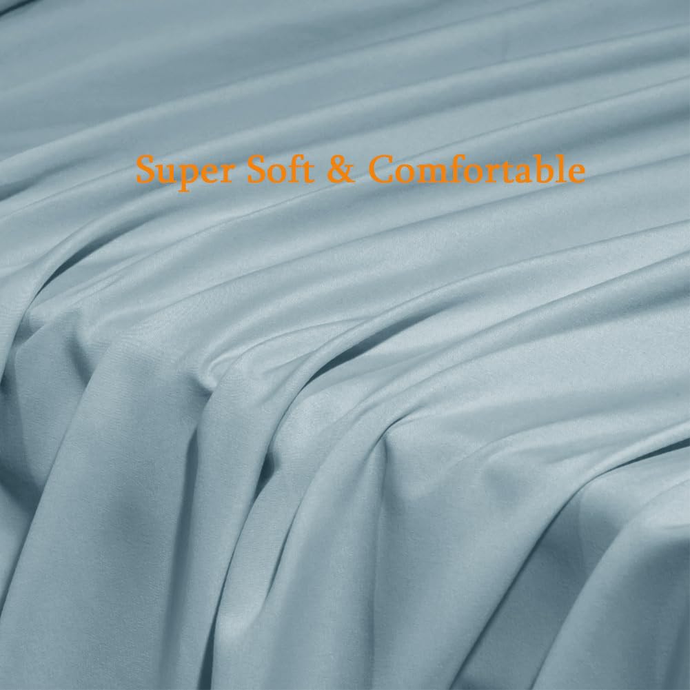 SONORO KATE Bed Sheet Set Super Soft Microfiber 1800 Series Luxury Egyptian Sheets Fit 18-24 Inch Deep Pocket Mattress Wrinkle-6 Piece (Spa Blue, Queen)