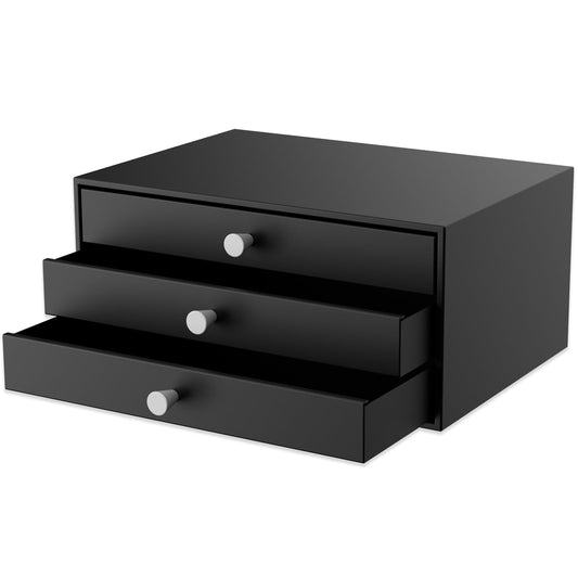 Svartur Metal Desk Top Drawers, Small Table Organizer with 3-Drawer Storage Organizer for A4 File, Desk File Storage Organization for Office, Home, No Assembly Required, Black