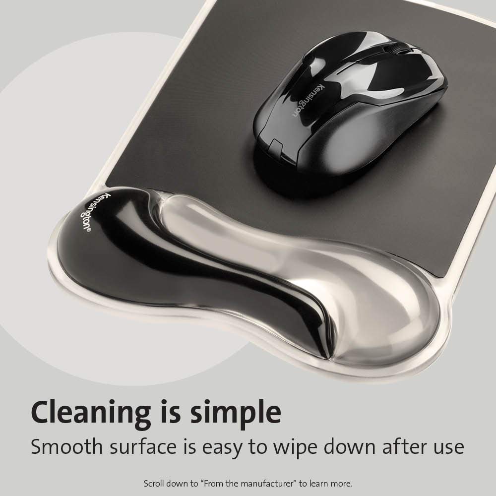 Kensington Mousepad and Wrist Rest, Practical, Gel pillow, 11-2/5"Wx17-7/10"Lx1-7/10"H,GY (KMW52500) Each, Gray