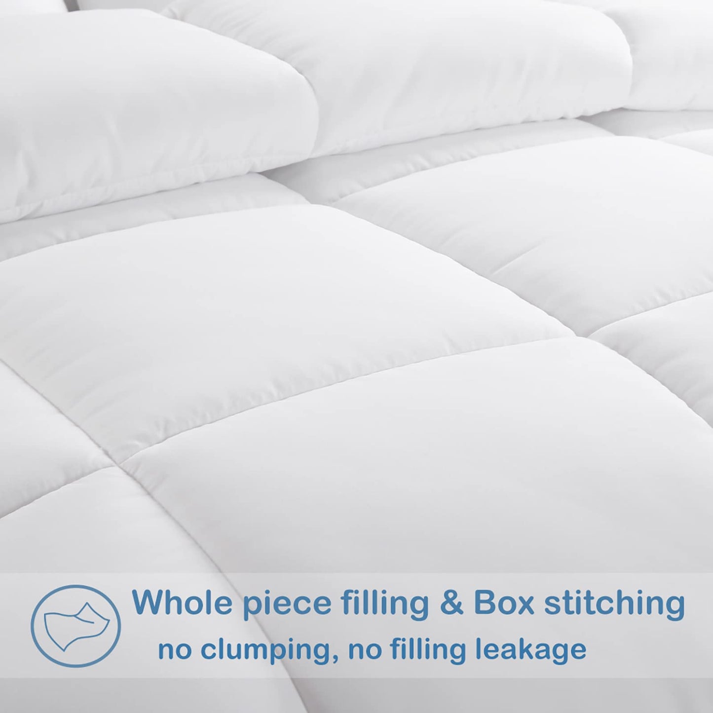EASELAND Queen Size Down Alternative Comforter - Quilted Duvet Insert for All Seasons, Soft Lightweight with Corner Tabs, Summer Winter Warm Bedding, White 88×88 Inches