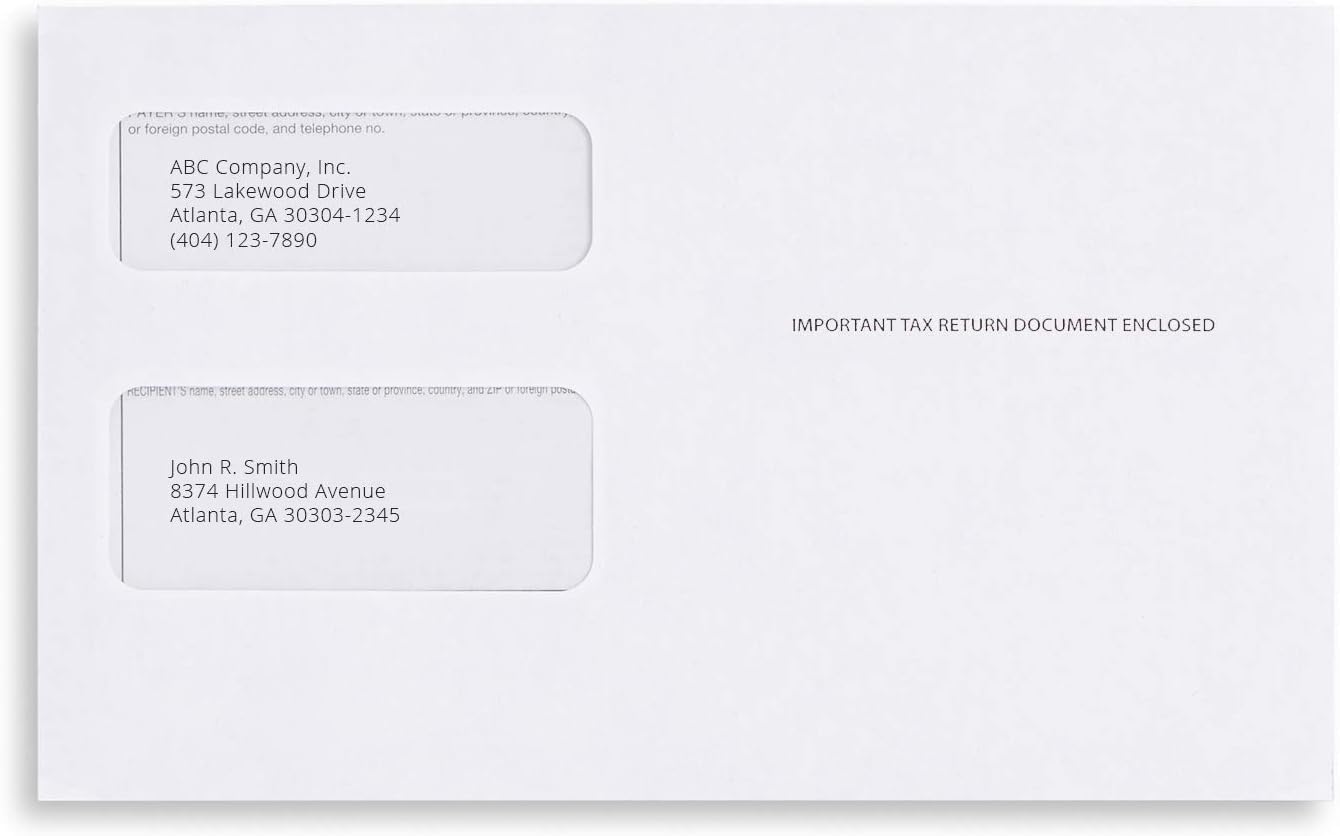 100 Tax 1099 Envelopes Self-Seal For 1099 MISC, 1099-R & DIV - INT, 1095, 1098, Double-Window Security tinded, For Quickbooks or Tax Software - 5 5/8 Inch x 9 Inch, 100 Envelopes