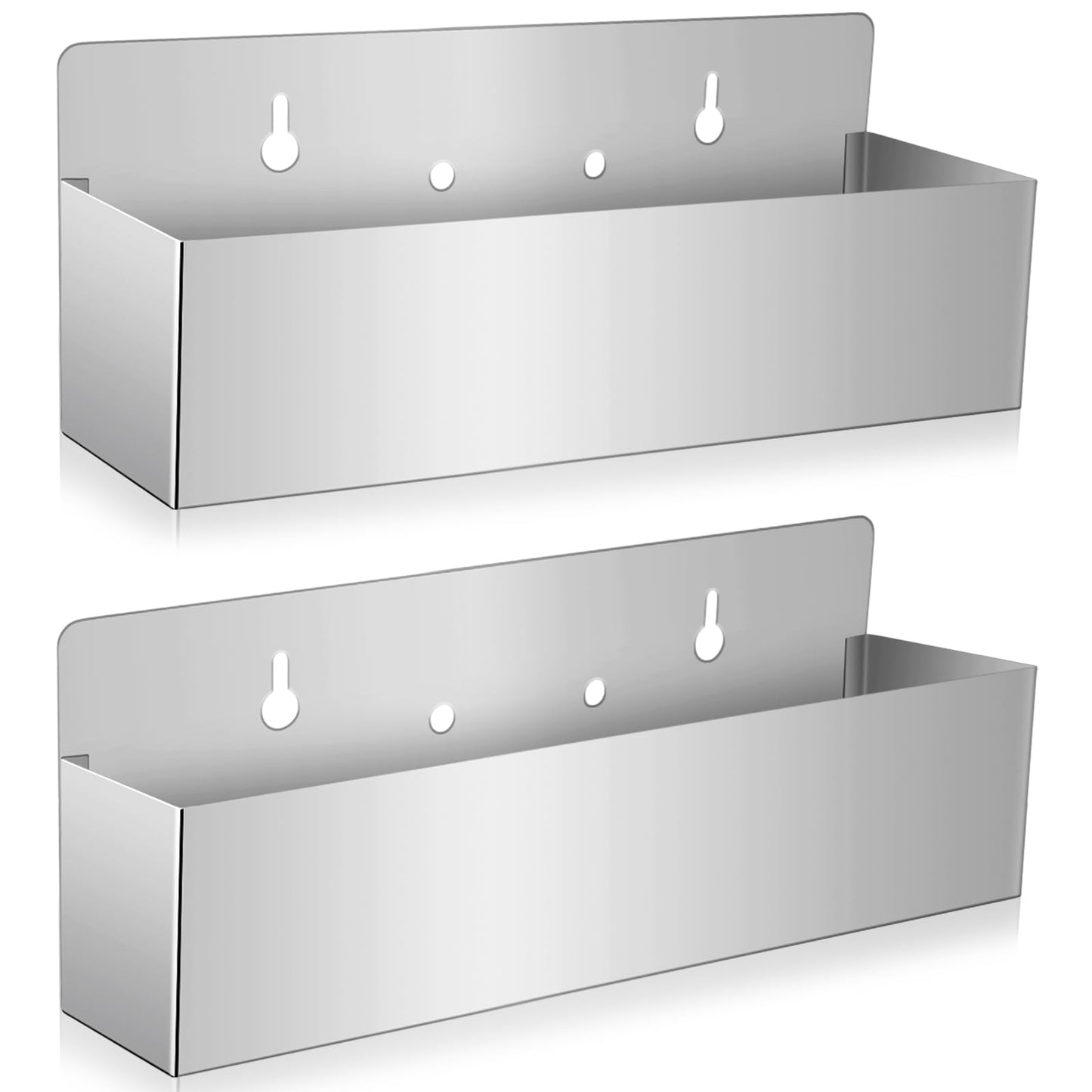 Tanlade 2 Pieces 15 Inch Single Speed Rail Stainless Steel Liquor Bottle Holder Wall Mounted Spray Bottle Rack Drink Rail Shelf for Bars, Silver