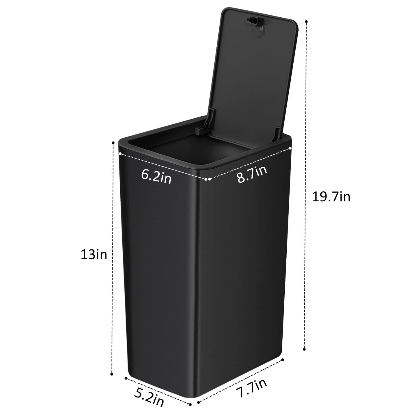 TIPGO Bathroom Trash Can with Lid, 10 Liter/ 2.6 Gallon Slim Garbage Can, Small Trash Bin Waste Basket with Pop-Up Lid for Kitchen, Bedroom, Living Room, Office (2 Pack, Black)