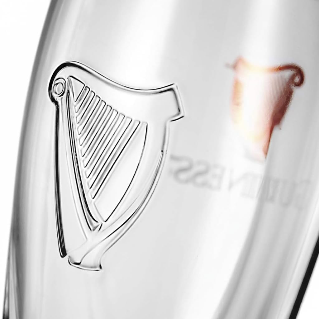 Guinness Gravity Pint Glasses 2 Pack Gift Set | 20oz Official Beer Glasses | Green Ireland Packaging | Embossed Harp Design | Ideal Gift for Beer Lovers & Home Bar