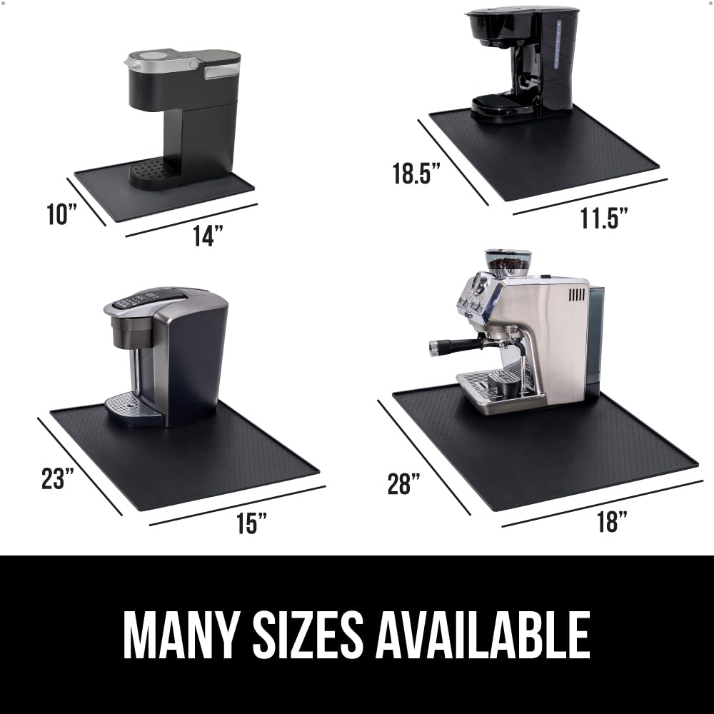 GORILLA GRIP Silicone Coffee Mat, 18x28, Espresso Machine Bar Accessories, Keep Kitchen Counters Clean, Stays in Place, Waterproof and Heat Resistant Dish Drying Mats, Home Decor Essentials, Black