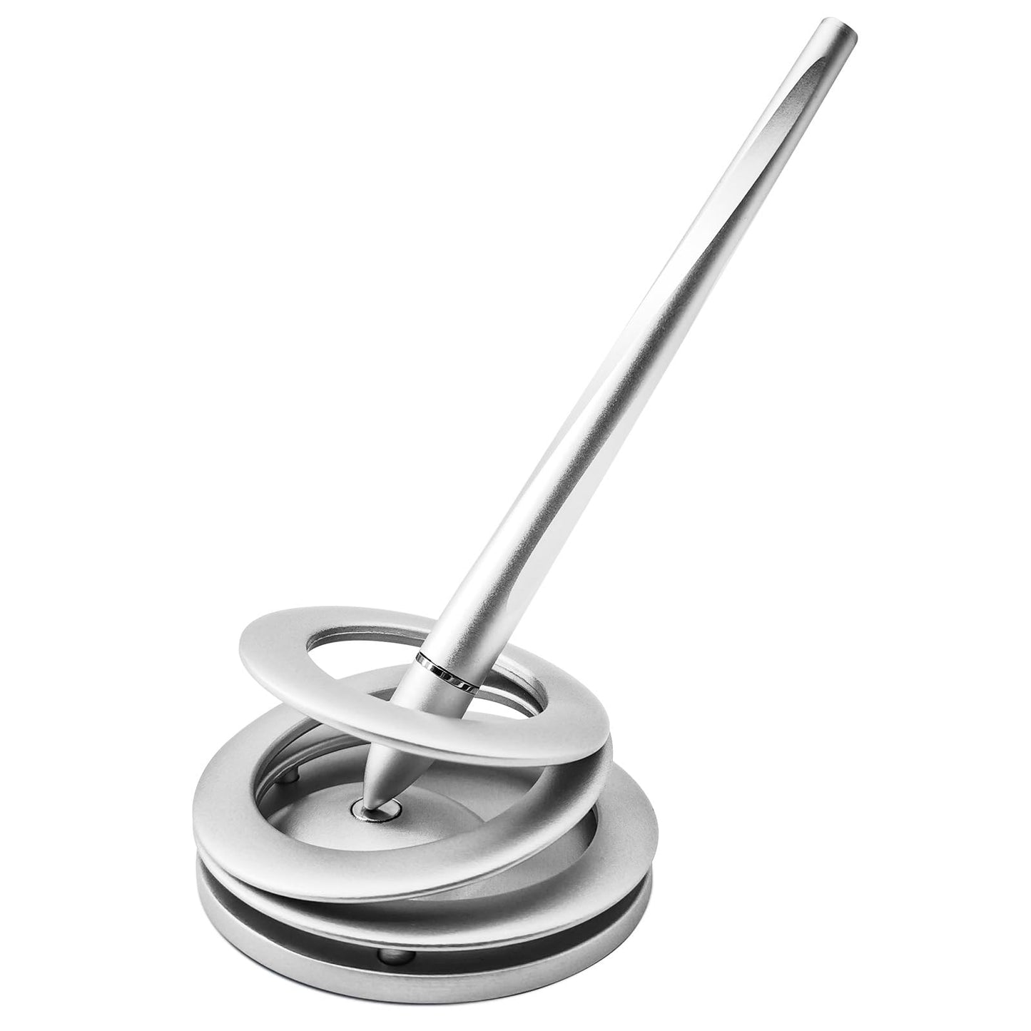 Magnetic Floating Pen with Spiral Stand, Silver, Levitating Display,Luxury Aluminum Alloy,Futuristic Design,Pen for Women &Men,Desk Decor,Gift for Boss,Boyfriend,Leader