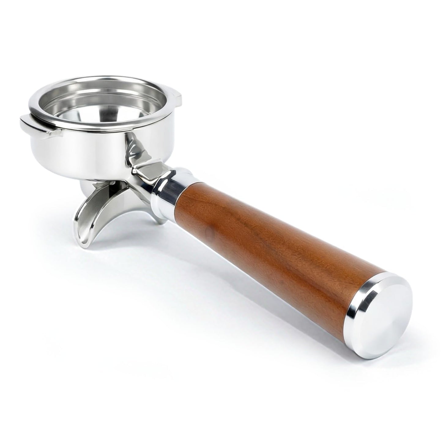 KUCHZUBE 58mm Portafilter Double Spout Fits E61, Flair 58, ECM, Rancilio Silvia Machines | 2 Ears 58mm Portafilter with Filter Basket and Wooden Handle