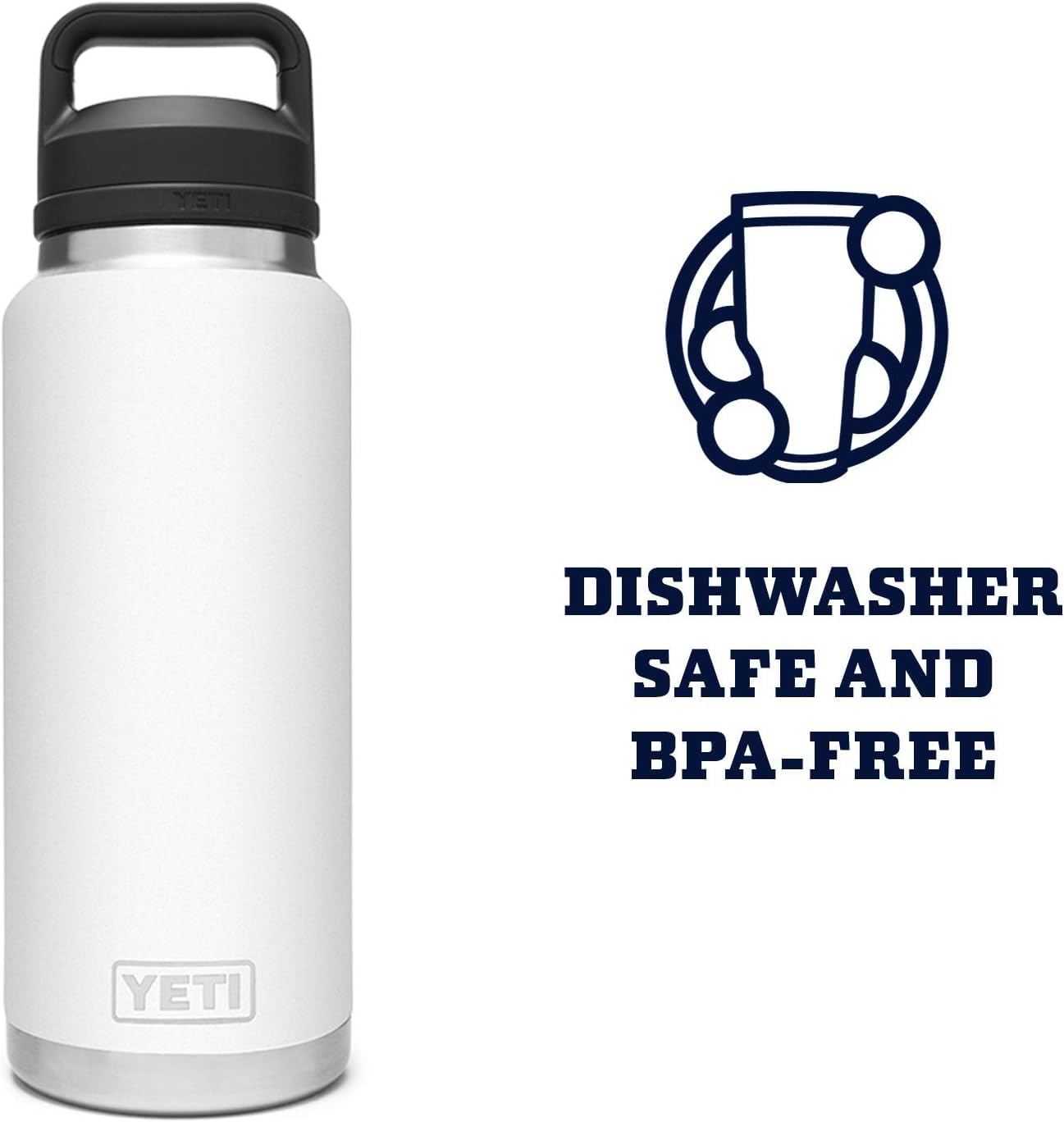 YETI Rambler 36 oz Bottle, Vacuum Insulated, Stainless Steel with Chug Cap, Black
