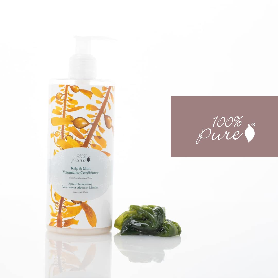 100% PURE Kelp & Mint Volumizing Conditioner Moisturizer & Deep Hydration - Natural Body Boost for Dry, Damaged Thinning Hair, Promotes Healthy Growth for Women & Men - Sulfate Free - 13 Fl Oz