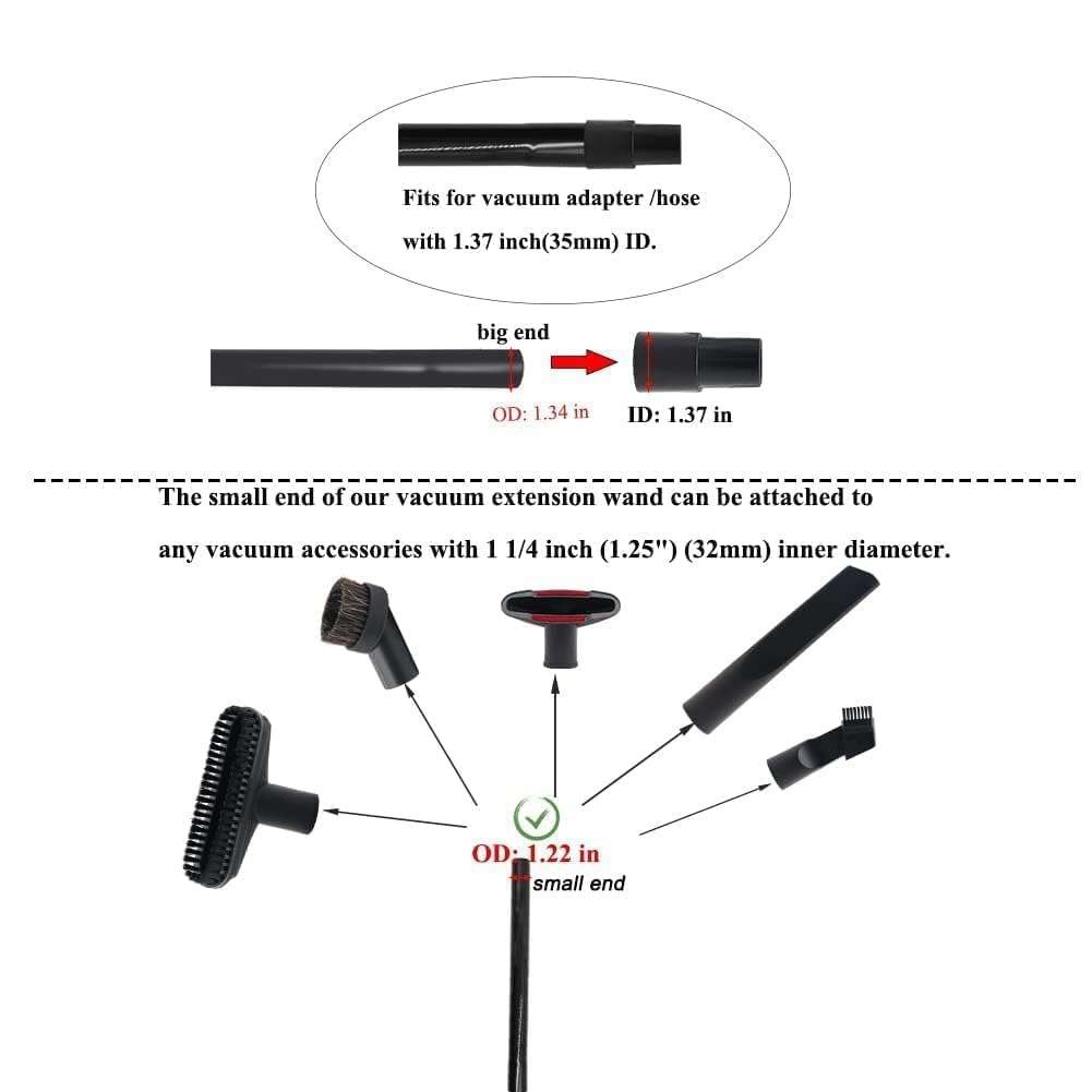 13 Pcs Household Vacuum Attachments for Shop Vac Accessories 1" & 1 1/4" & 1 3/8" &1 1/2" &1 7/8" &2 1/2"-Vacuum Hose Adapter Kit, 1 1/4" Vacuum Brush Flexible Crevice Tool, Vacuum Cleaner Straw Tubes