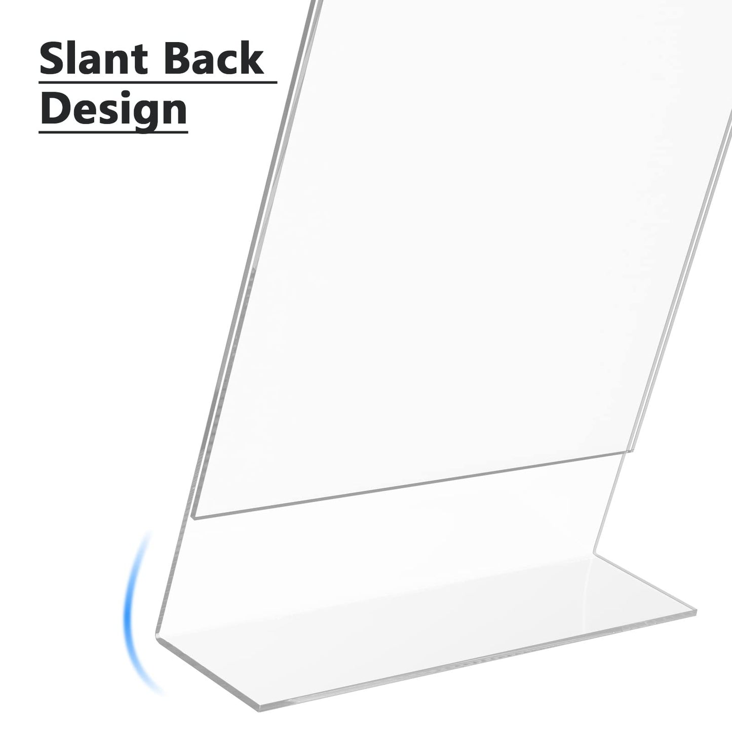 MaxGear Acrylic Sign Holder 8.5 X 11, Plastic Paper Holder With Vertical Slanted Back, Picture Photo Frames Display Stand Flyer and Document Organizer for Office Desktop Use, 10 Pack