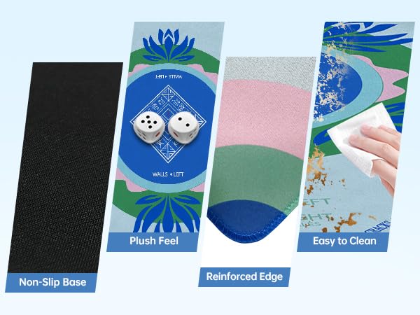 Mahjong Mat with Tech Velvet, Machine Washable, Noise Reduction,Anti Slip, and Crease-Free, Soft Touch, Game Rule, with Carrying Bag: 32.4 Inch Game Mat for Poker, Board, Tile, and Dominoes (L-Blue)