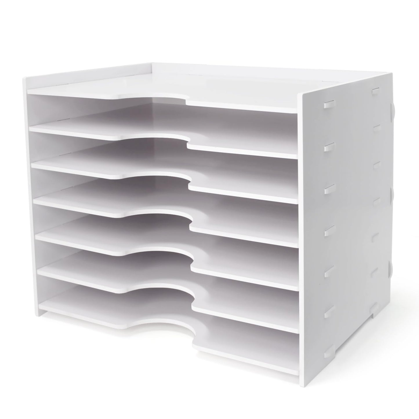 SONGWAY File Organizer for Desk - 7 Tier Wide Document Holder, Letter Mail Tray Storage Rack, A4 Paper Storage Holder, Desktop Organizer for Home Office School, White
