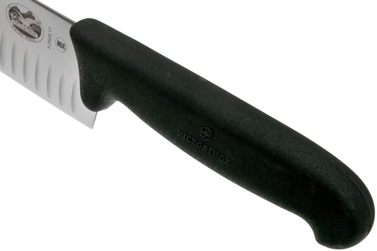 Victorinox Fibrox 7 In. Santoku Knife, Granton Blade, Black