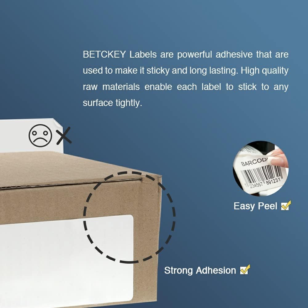 BETCKEY - Compatible Shipping Labels Replacement for Brother DK-1202 (2.4" x 3.9"), Use with Brother QL Label Printers [10 Rolls + 2 Reusable Cartridges]