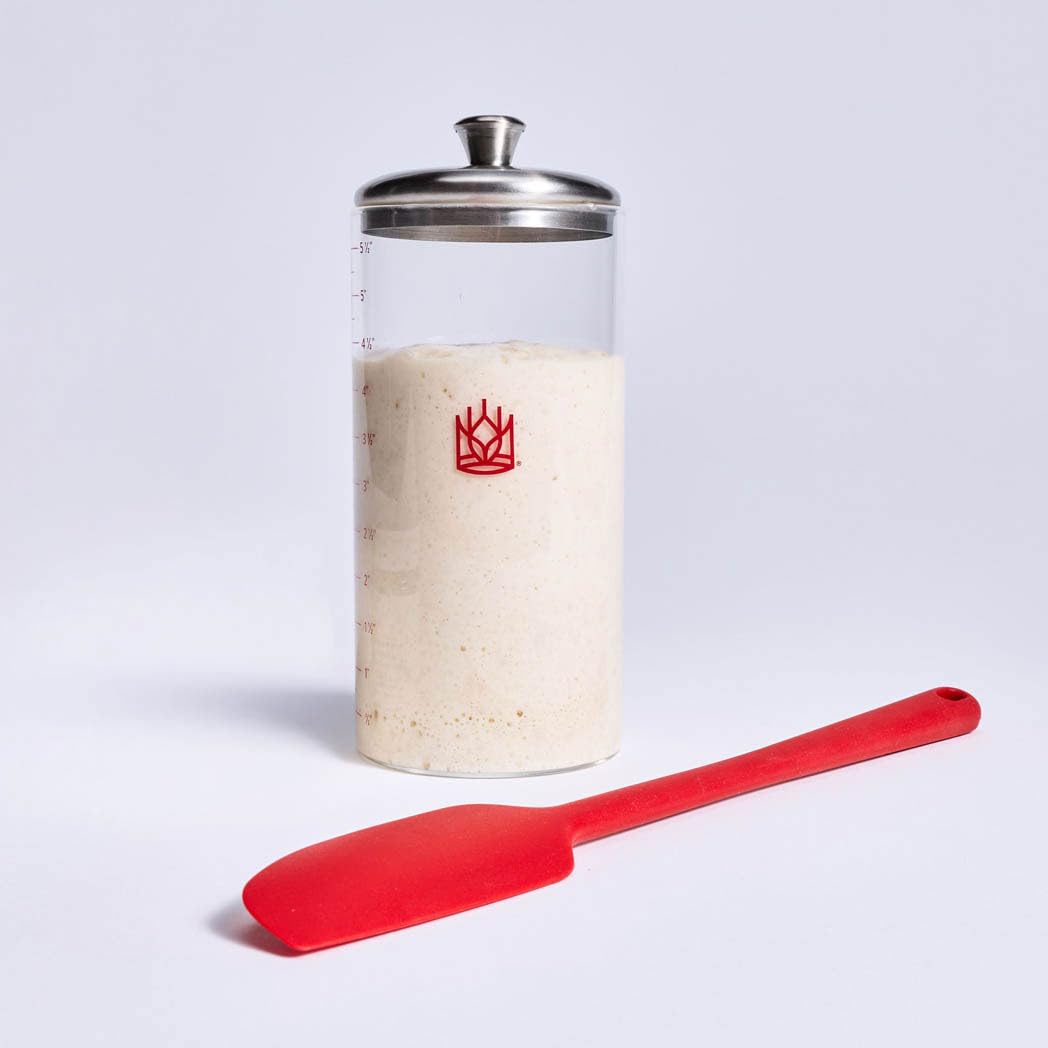 King Arthur Baking Company Petite Glass Sourdough Storage Crock With Lid And Spatula, Borosilicate Glass, 1-Pint Capacity
