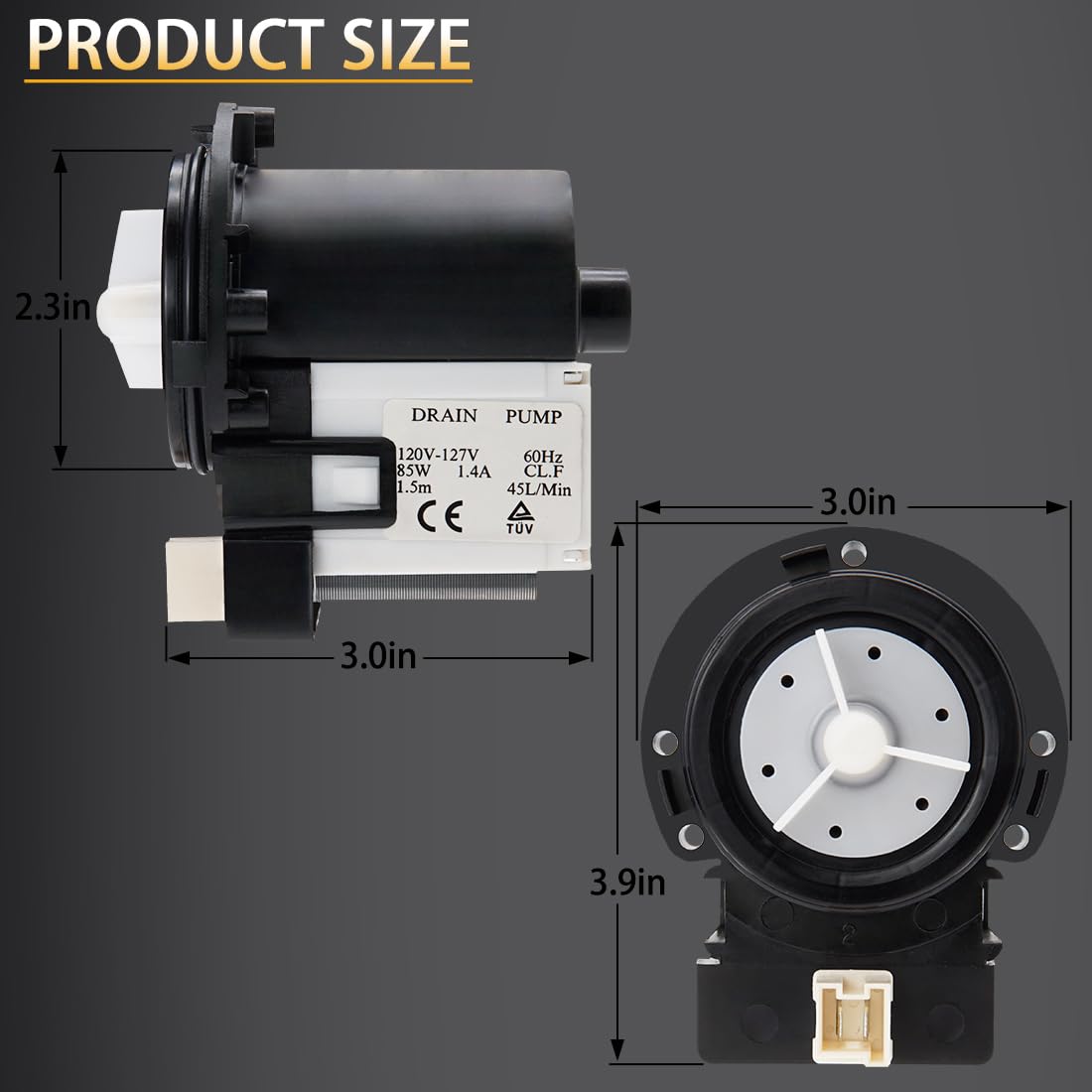 Siwdoy 34001340 WP34001340 Drain Pump Motor (ONLY MOTOR) Compatible with Amana, Maytag, Inglis Washer Replaces AP6008431 PS11741568