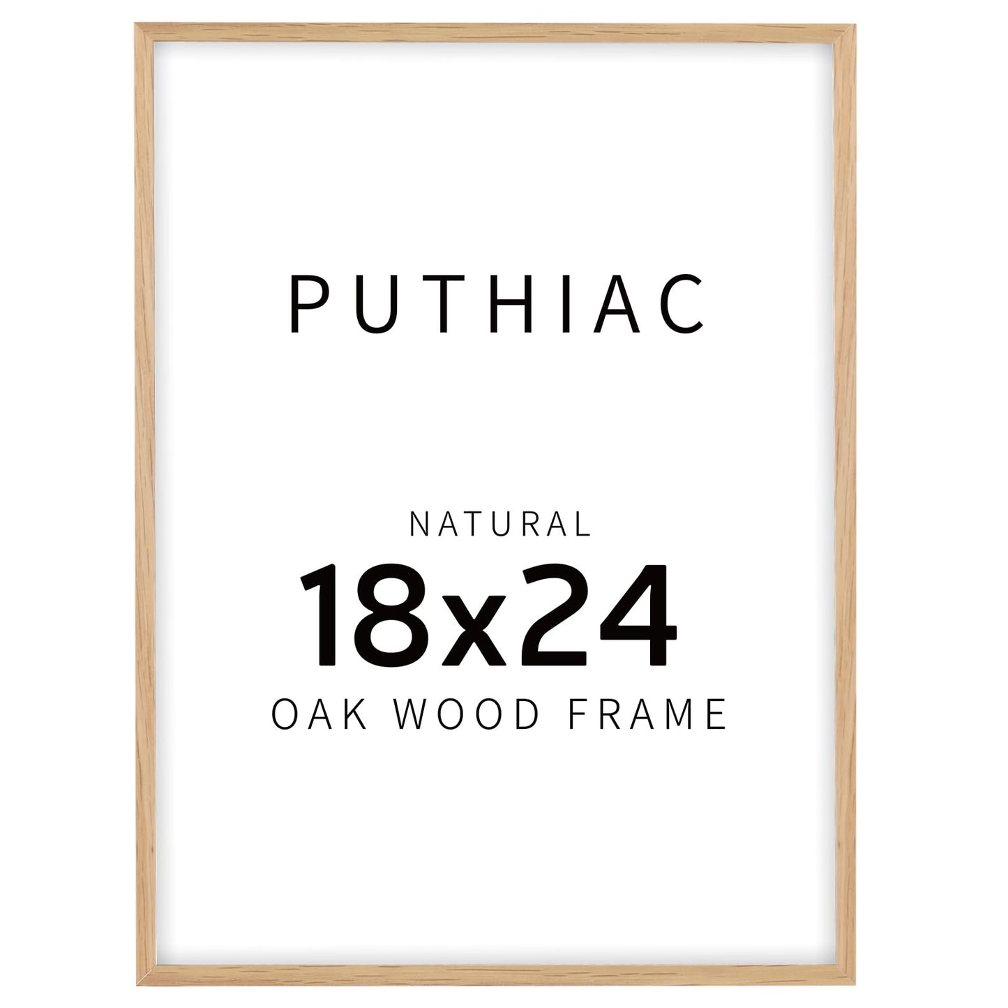 puthiac 18x24 Solid Oak Wood Picture Frame, 18 x 24 Poster Frames for Wall, Vertical or Horizontal, Plexi Front, 1 Pack, Natural Oak