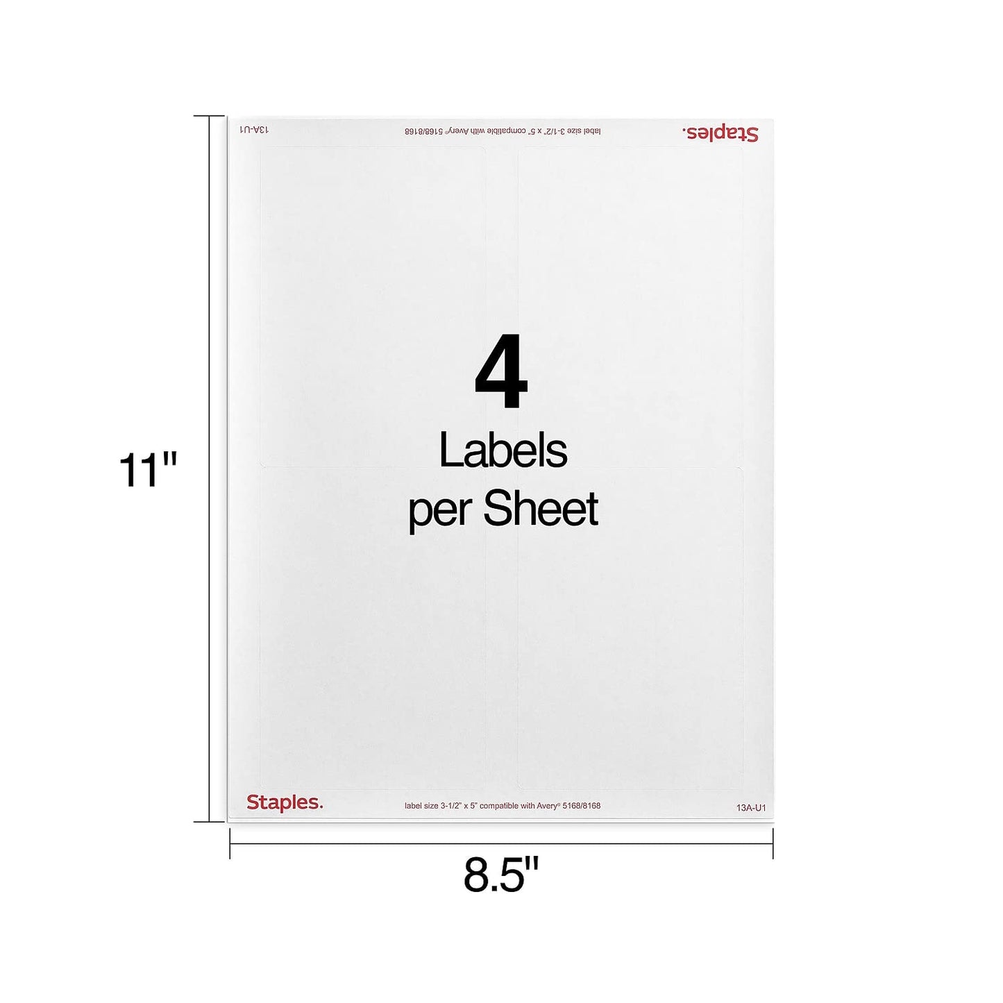 Staples 3-1/2" x 5" Shipping Labels, Bright White – Printable Laser & Inkjet Labels for Packages and Mailing