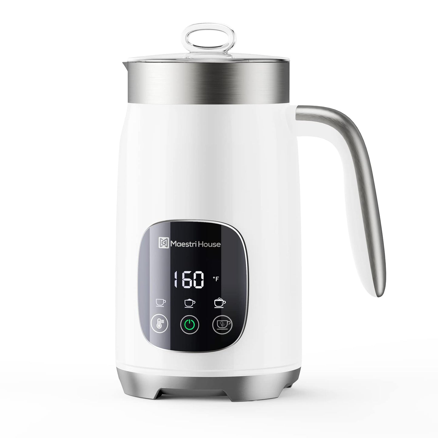 Maestri House Milk Frother, Variable Temp and Froth Thickness DualFro 400 Milk Frother and Steamer, 14.1OZ/400ML Smart Touch Control Foam Maker, Memory Function for Latte, Warm Milk, Hot Chocolate