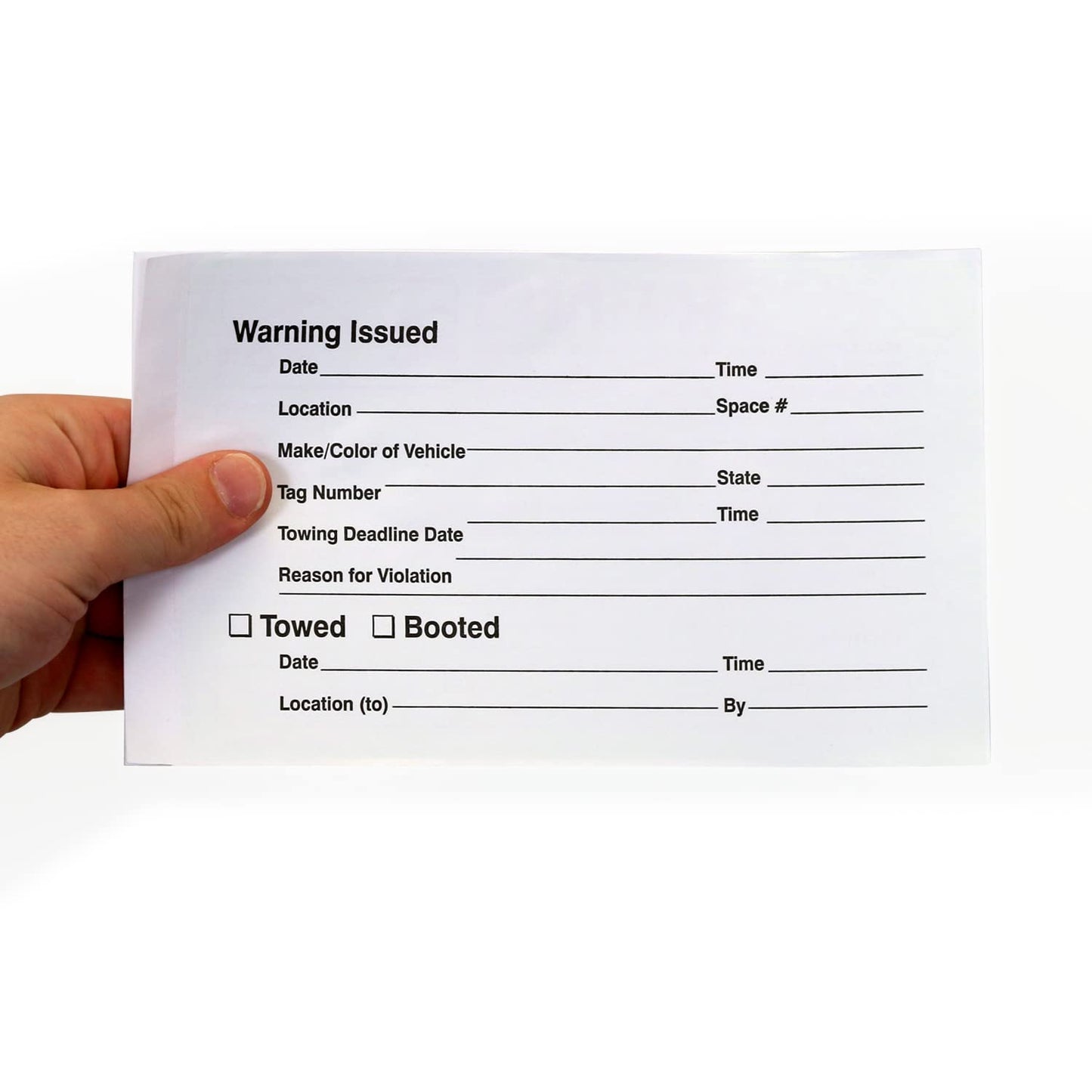 SmartSign Parking Violation Stickers, Book of 50 Stickers, 5" x 8", Vehicle Illegally Parked Subject to Impoundment Sticker, Hard to Remove Write-On Tickets, Fluorescent Orange