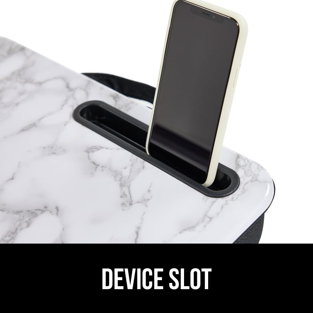 GORILLA GRIP Laptop Lap Desk with Phone Holder, Pillow Cushion Desks Fit Laptops up to 15.6", Gifts for Home, Portable Travel Workstation, Tray Ledge Keep Computers in Place, Marble Pattern