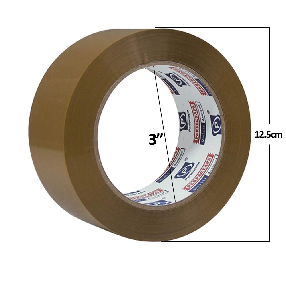 PERFECTAPE Heavy Duty Brown Packing Tape 12 Rolls, Total 1200M, 2.7 mil, 1.88 inch x 100 Meters, Ultra Strong, Refill for Packaging and Shipping