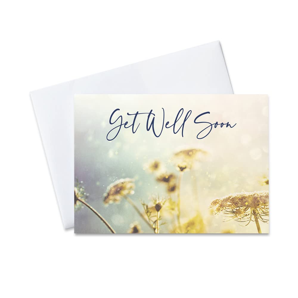Get Well Soon Cards with Envelopes for Business & Family (Blossoms) Bulk 25 Pack of Thoughtfully Designed Recovery Cards with Envelopes (5x7 inch - A7) Office, Work, Employees & Clients (GW2002)