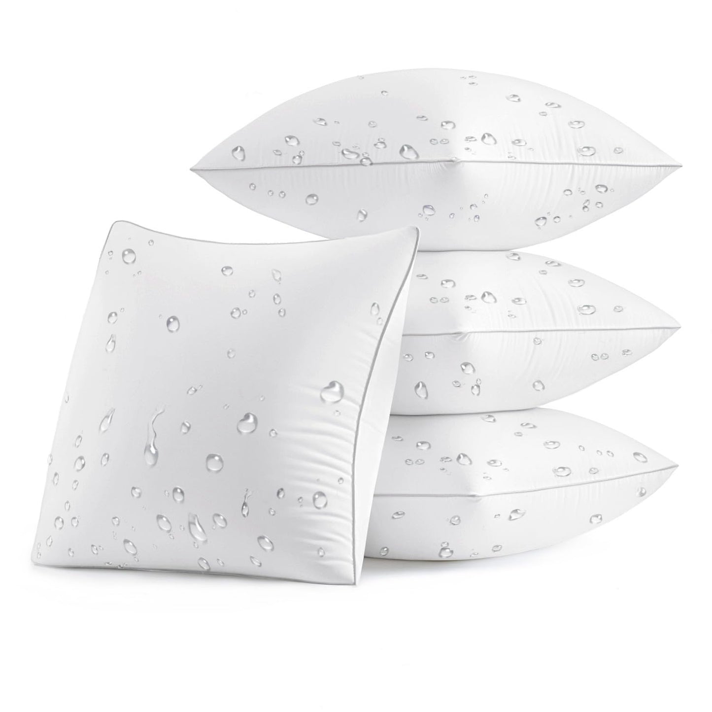 MIULEE Pack of 4 18x18 Outdoor Pillow Inserts, Waterproof Decorative Square Throw Pillow Inserts for Patio Sofa Garden Porch Couch