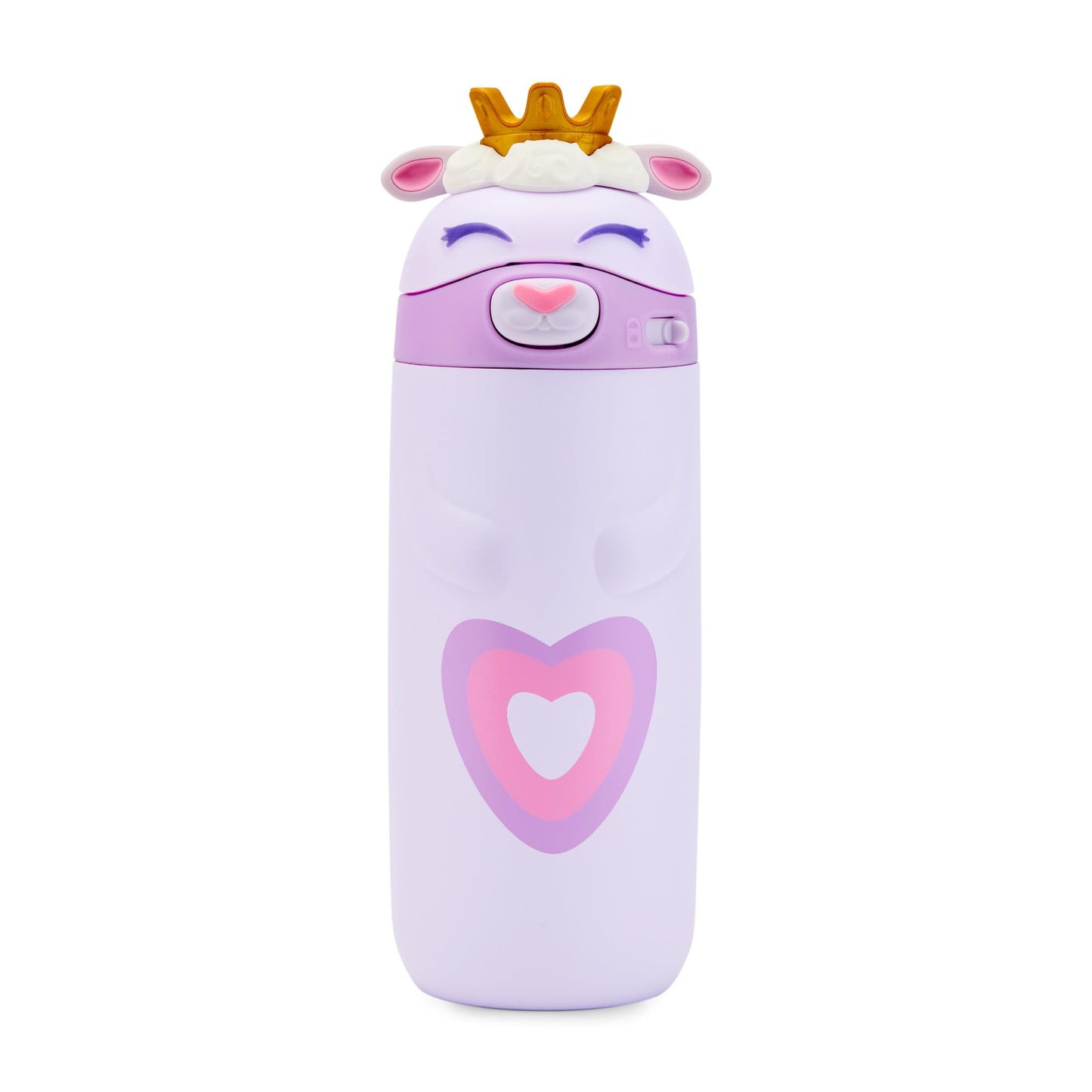 Ello Ellies 12oz Vacuum Insulated Stainless Steel Kids Water Bottle with Straw and Built-in Carrying Handle and Leak-Proof Locking Lid for School Backpack, Lunchbox and Outdoor Sports, Lamb Princess