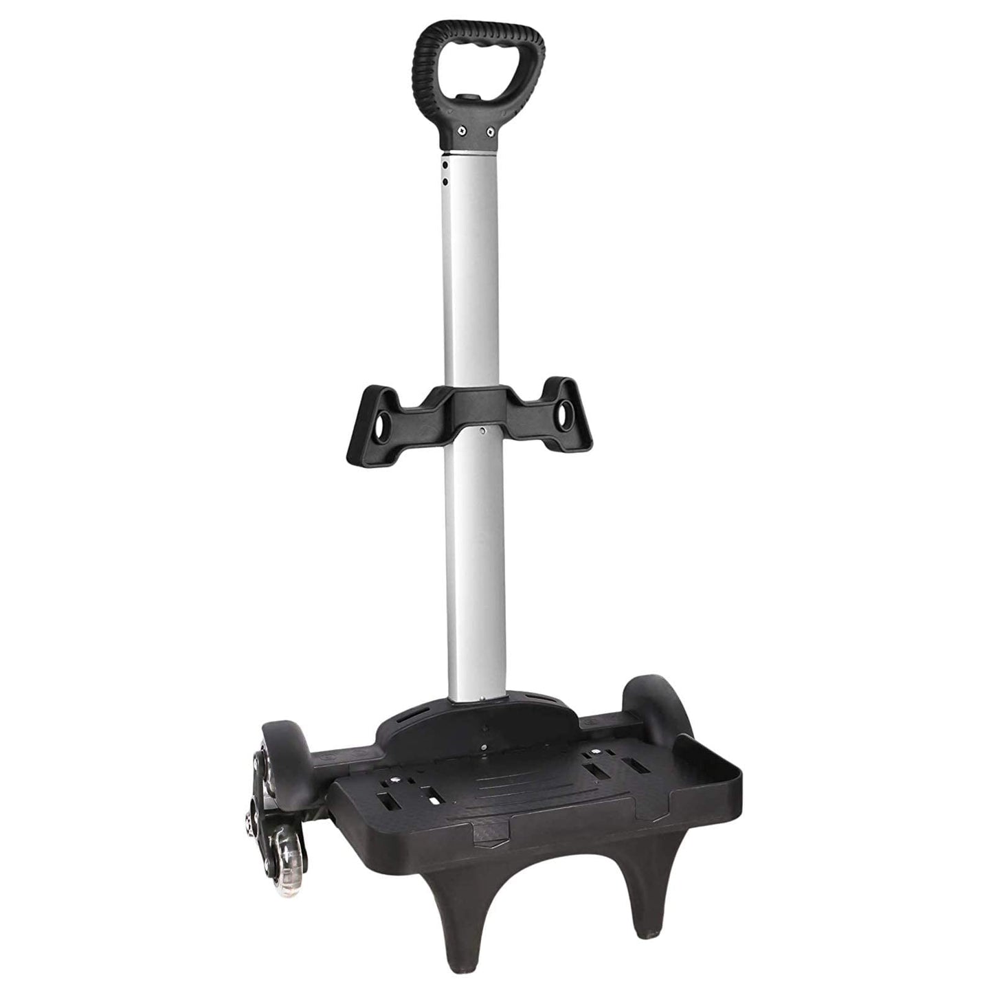 Backpack Trolley, Wheeled Trolley Aluminium Alloy Foldable Hand Cart with Border Base 6 Wheels Rolling Luggage Carts for Kids Teens Adult School Travel (6 Wheels with Edge Guard)