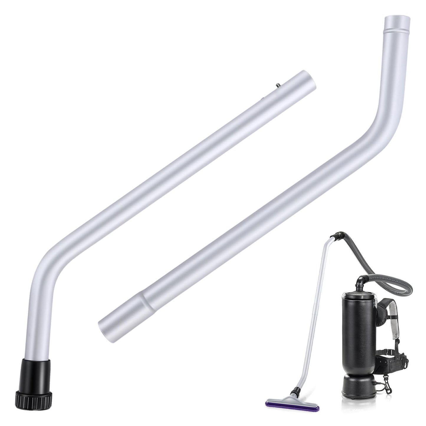 HappyAlley 1 Pack Vacuum Wand Replacement, 2 Piece Aluminum S-Wand Compatible with Proteam Backpack, Commercial Vacuum Parts & Accessories, Also Compatible with Hoover Backpack C2401, Fit 1.5'' Hole