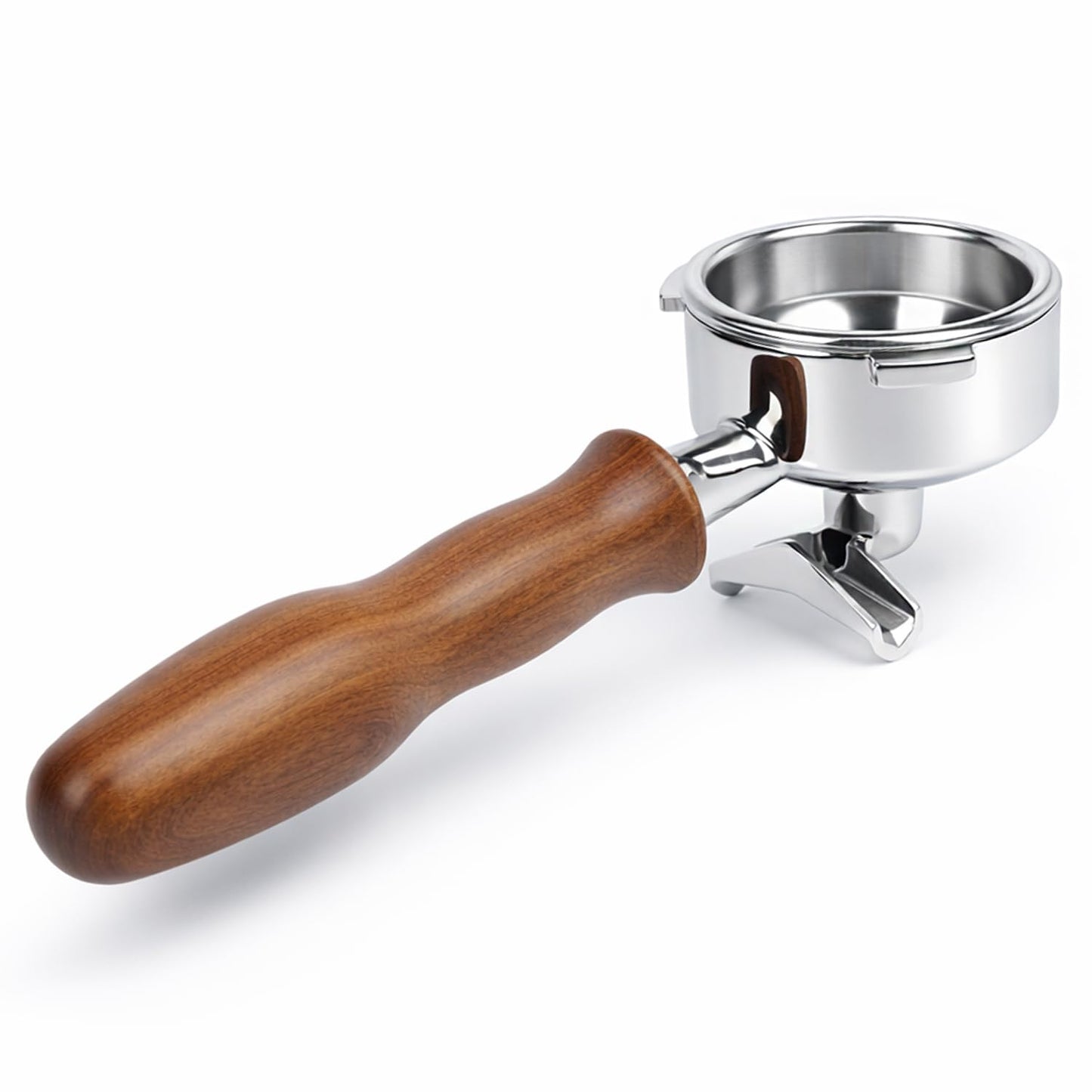 KUCHZUBE 58mm Portafilter 3 Ears with Double Spout Compatible with CASABREWS 5700 Series, Neutron Pro, Ultra and 4700Gense and Other 58mm Portafilter with Three Prongs Thickness 4.9mm | Wooden Handle