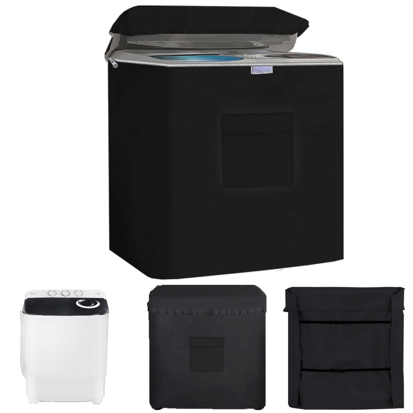 Vibiubo Twin Tub Washing Machine Cover for 13lbs Portable Mini Compact Washer Machine,Waterproof, Sun-Proof, Extend their Service Life, Zipper Design for Easy Use (24"W×17"D×27"H)