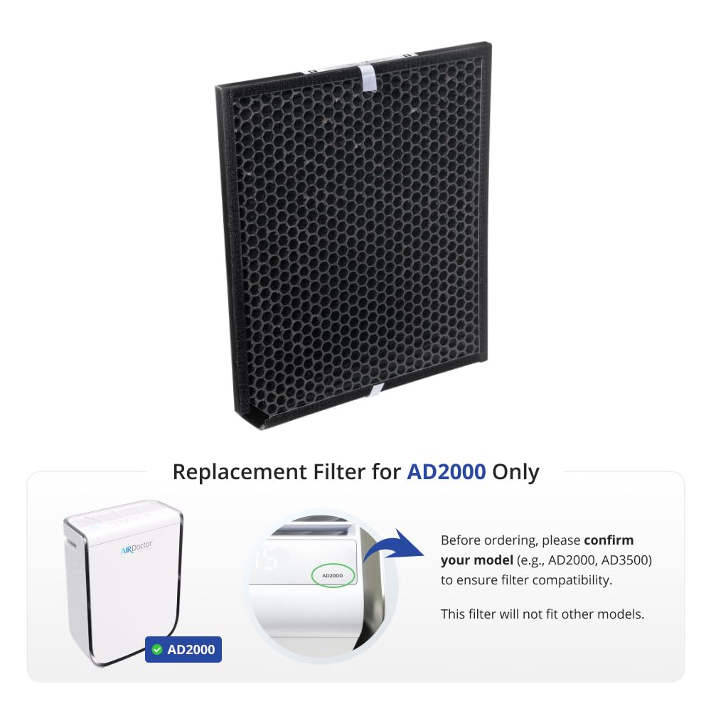 Genuine AirDoctor AD2000 Replacement Filter. Includes 1 Premium Activated Carbon/VOC with 1 Pre-Filter attached. Guaranteed Quality & Performance. Removes Smoke & Gases