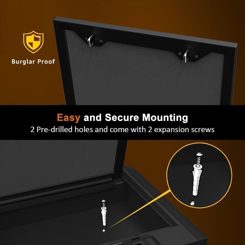 [ 20% Larger capacity ] Biometric gun safe with fingerprint lock box,Large pistol safes for handgun,nightstand hidden gun storage for bedside,quick access，ammunition storage security box for Home