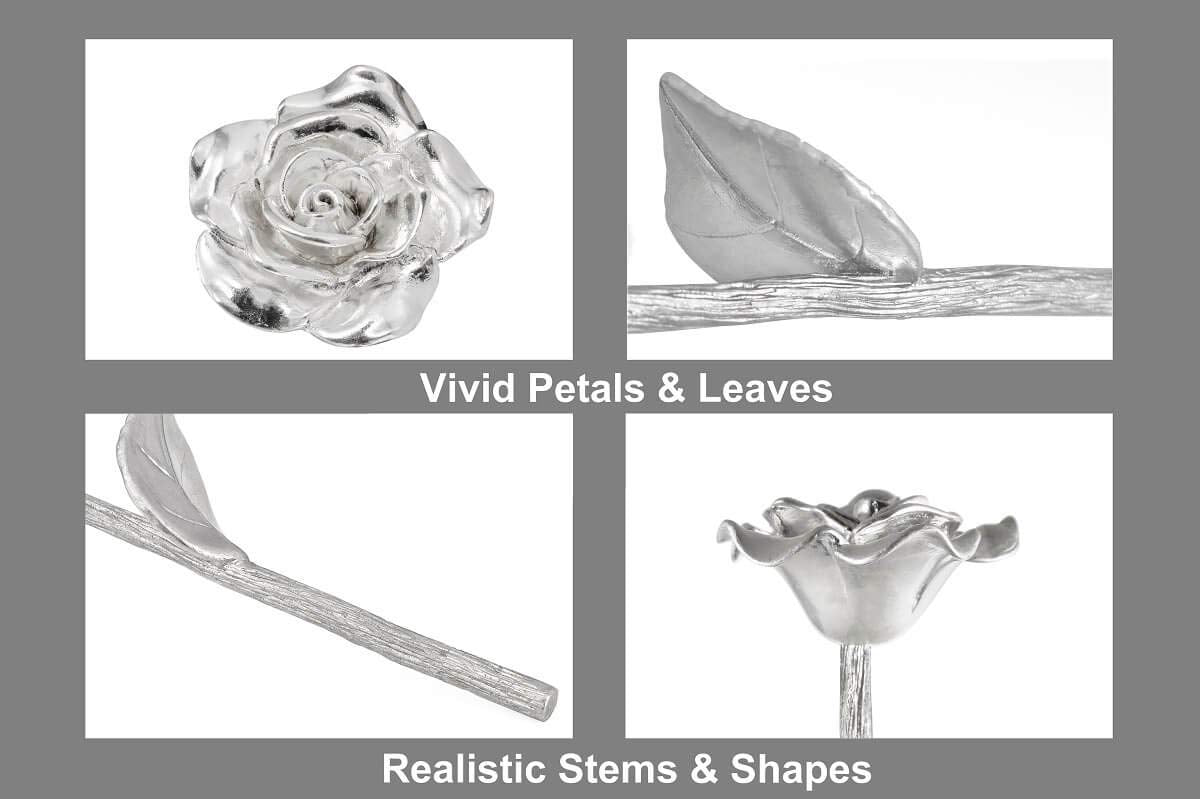 BESZONE Tin Rose 10th Anniversary for Her Gift - Tin Gift 10 Year Wedding Anniversary for Wife Couples, Solid Pure Casted Everlasting Rose Tenth Decoration Aluminum for Him