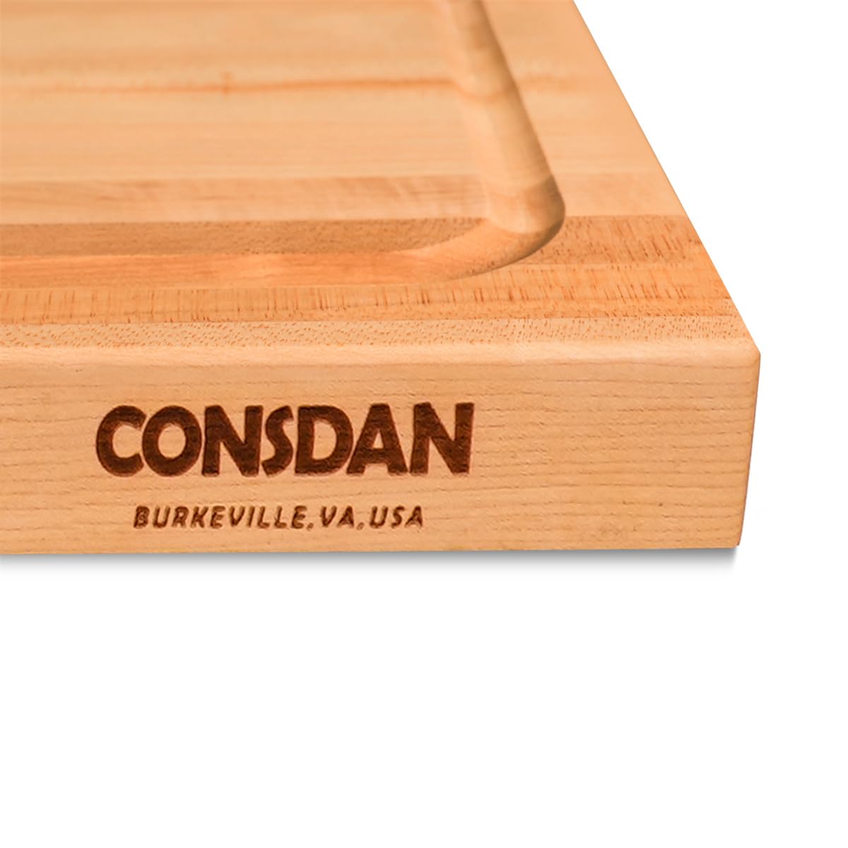 CONSDAN Hard Maple Wood Cutting Board for Kitchen, USA Grown Hardwood, 16 x 12, with Invisible Inner Handle, Prefinished with Food-Grade Oil, Suitable for Kitchen Edge Grain, 1-1/2" Thick